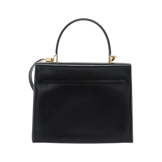 Salvatore Ferragamo Convertible Top Handle Leather, Black, Leather, Handbag