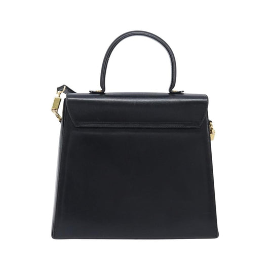 Salvatore Ferragamo Convertible Top Handle Leather, Black, Leather, Handbag
