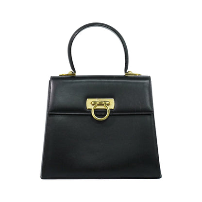Salvatore Ferragamo Convertible Top Handle Leather, Black, Leather, Handbag