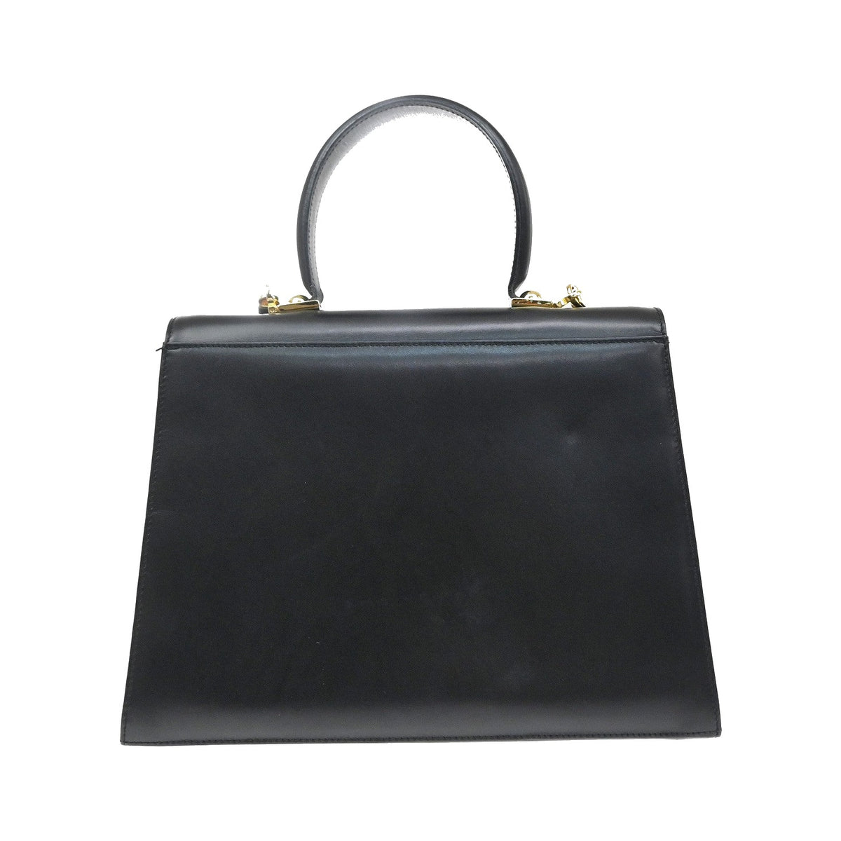 Salvatore Ferragamo Convertible Top Handle Leather, Black, Leather, Handbag