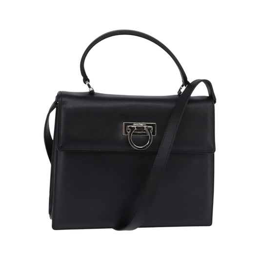 Salvatore Ferragamo Convertible Top Handle Leather, Black, Leather, Handbag