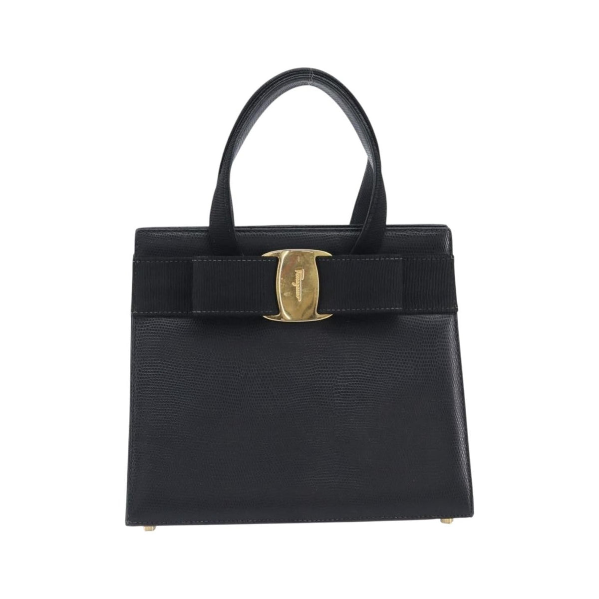 Salvatore Ferragamo Convertible Vara Bow Leather, Black, Leather, Tote Bag