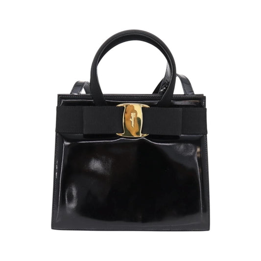 Salvatore Ferragamo Convertible Vara Bow Patent Leather, Black, Patent Leather, Handbag