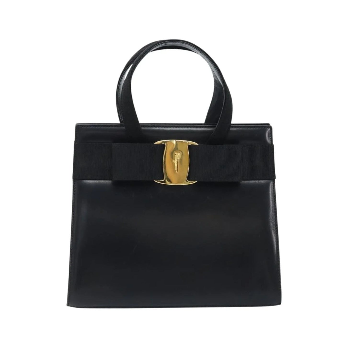 Salvatore Ferragamo Convertible Vara Bow Tote Leather, Black, Leather, Handbag