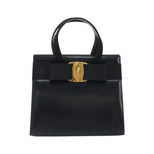 Salvatore Ferragamo Convertible Vara Bow Tote Leather, Black, Leather, Handbag