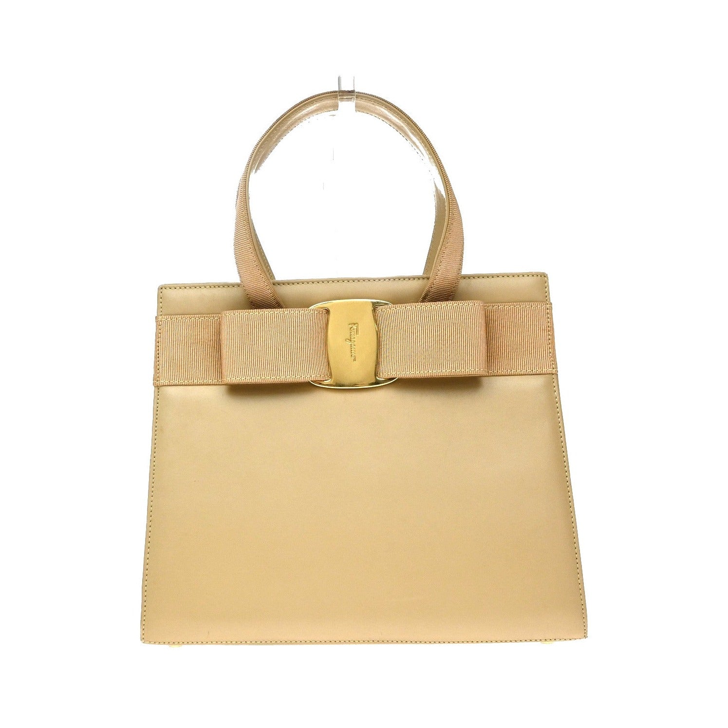 Salvatore Ferragamo Convertible Vara Bow Tote Leather, Beige, Leather, Handbag