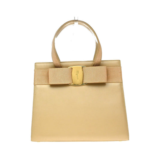 Salvatore Ferragamo Convertible Vara Bow Tote Leather, Beige, Leather, Handbag