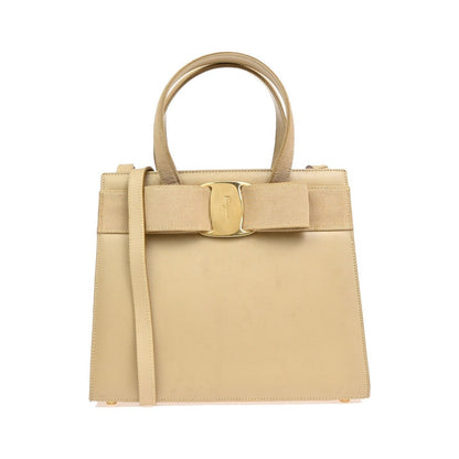 Salvatore Ferragamo Convertible Vara Bow Tote Leather, Beige, Leather, Handbag