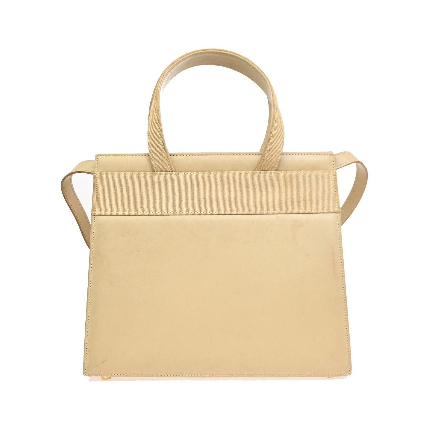 Salvatore Ferragamo Convertible Vara Bow Tote Leather, Beige, Leather, Handbag
