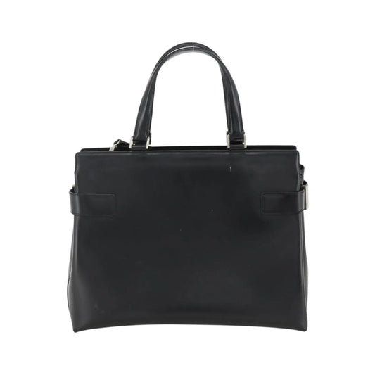 Salvatore Ferragamo Double Gancini Side Buckle Tote Leather, Black, Leather, Handbag