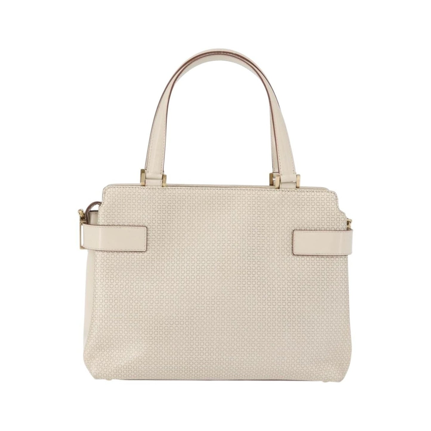 Salvatore Ferragamo Double Gancini Side Buckle Tote Leather, Beige, Leather, Handbag
