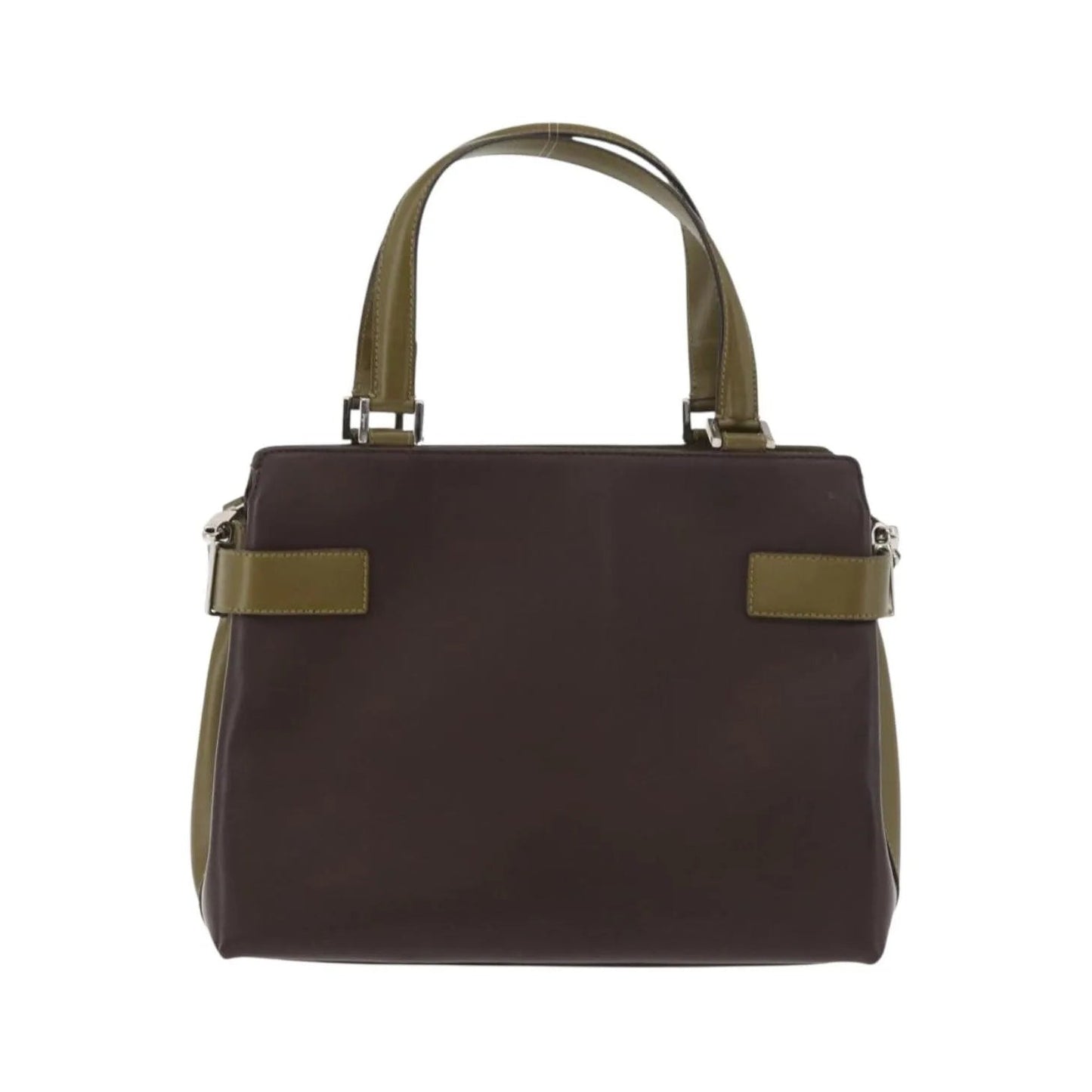 Salvatore Ferragamo Double Gancini Side Buckle Tote Patent Leather, Brown, Patent Leather, Handbag