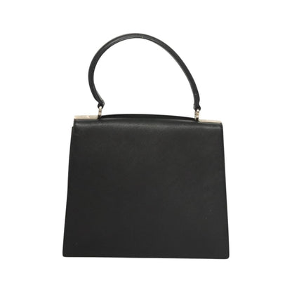 Salvatore Ferragamo Double Gancini Top Handle Saffiano Leather, Black, Leather, Handbag