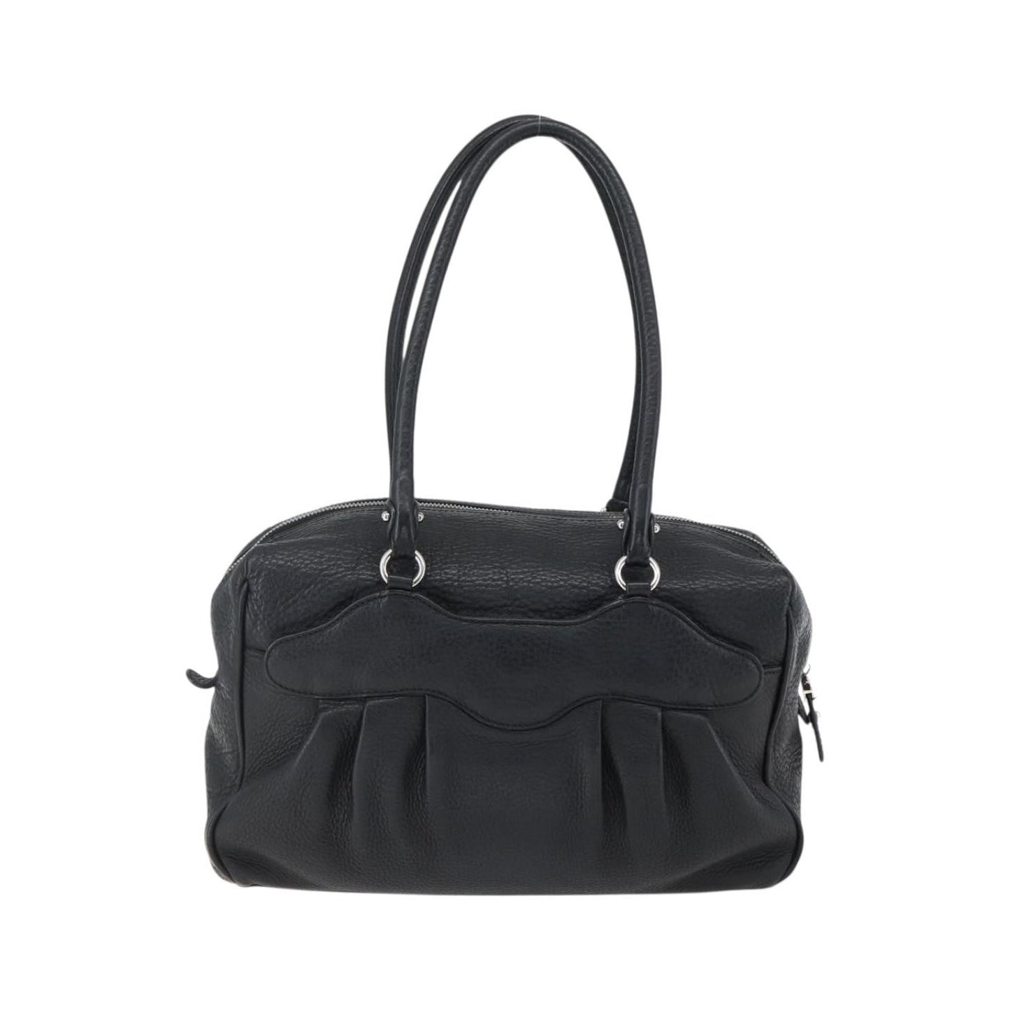 Salvatore Ferragamo Gancini Buckle Leather, Black, Leather, Shoulder Bag