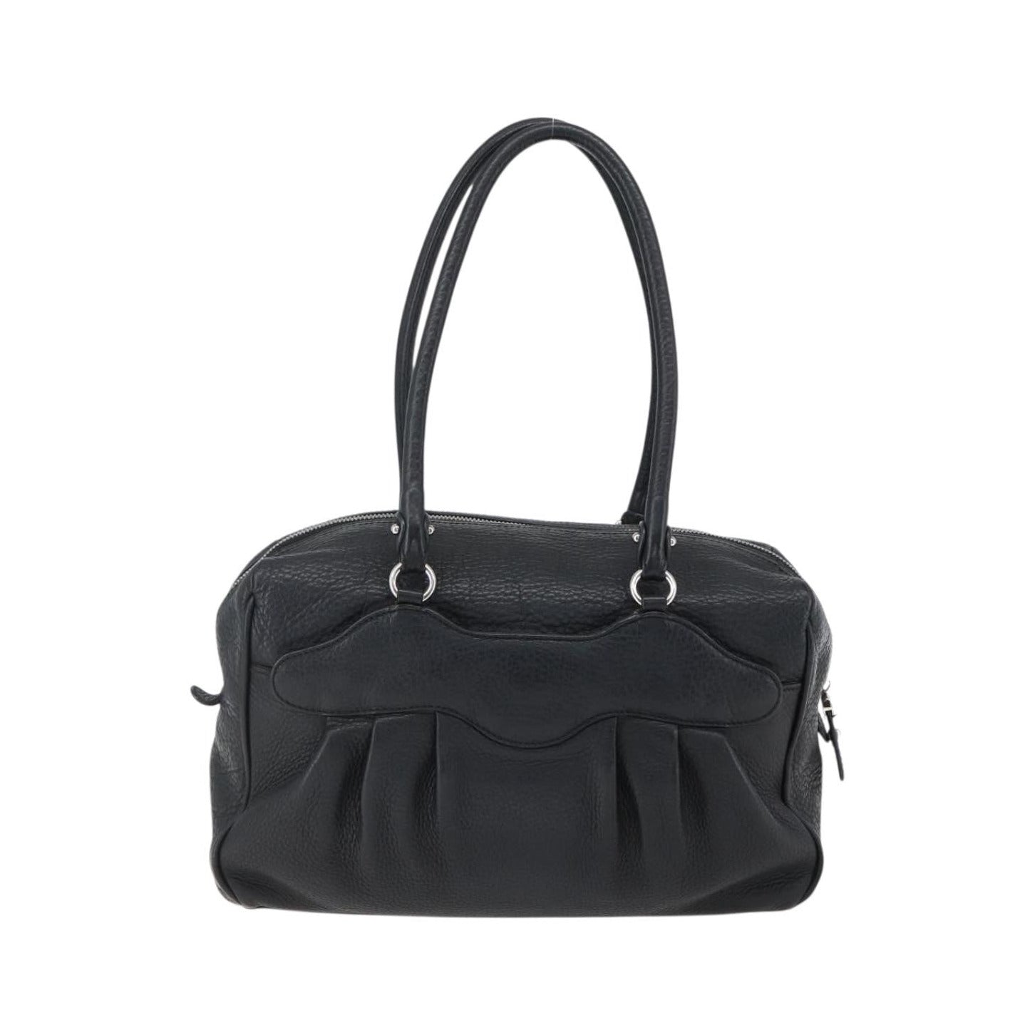 Salvatore Ferragamo Gancini Buckle Leather, Black, Leather, Shoulder Bag