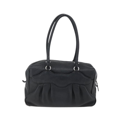 Salvatore Ferragamo Gancini Buckle Leather, Black, Leather, Shoulder Bag