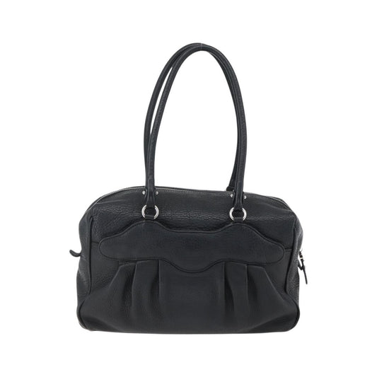 Salvatore Ferragamo Gancini Buckle Leather, Black, Leather, Shoulder Bag
