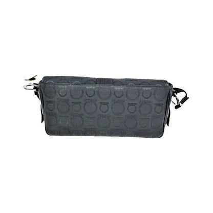 Salvatore Ferragamo Gancini Canvas, Black, Canvas, Shoulder Bag