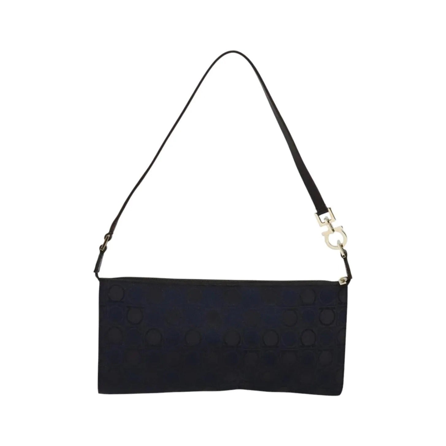 Salvatore Ferragamo Gancini Canvas, Navy, Canvas, Handbag