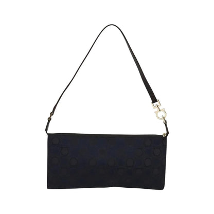 Salvatore Ferragamo Gancini Canvas, Navy, Canvas, Handbag