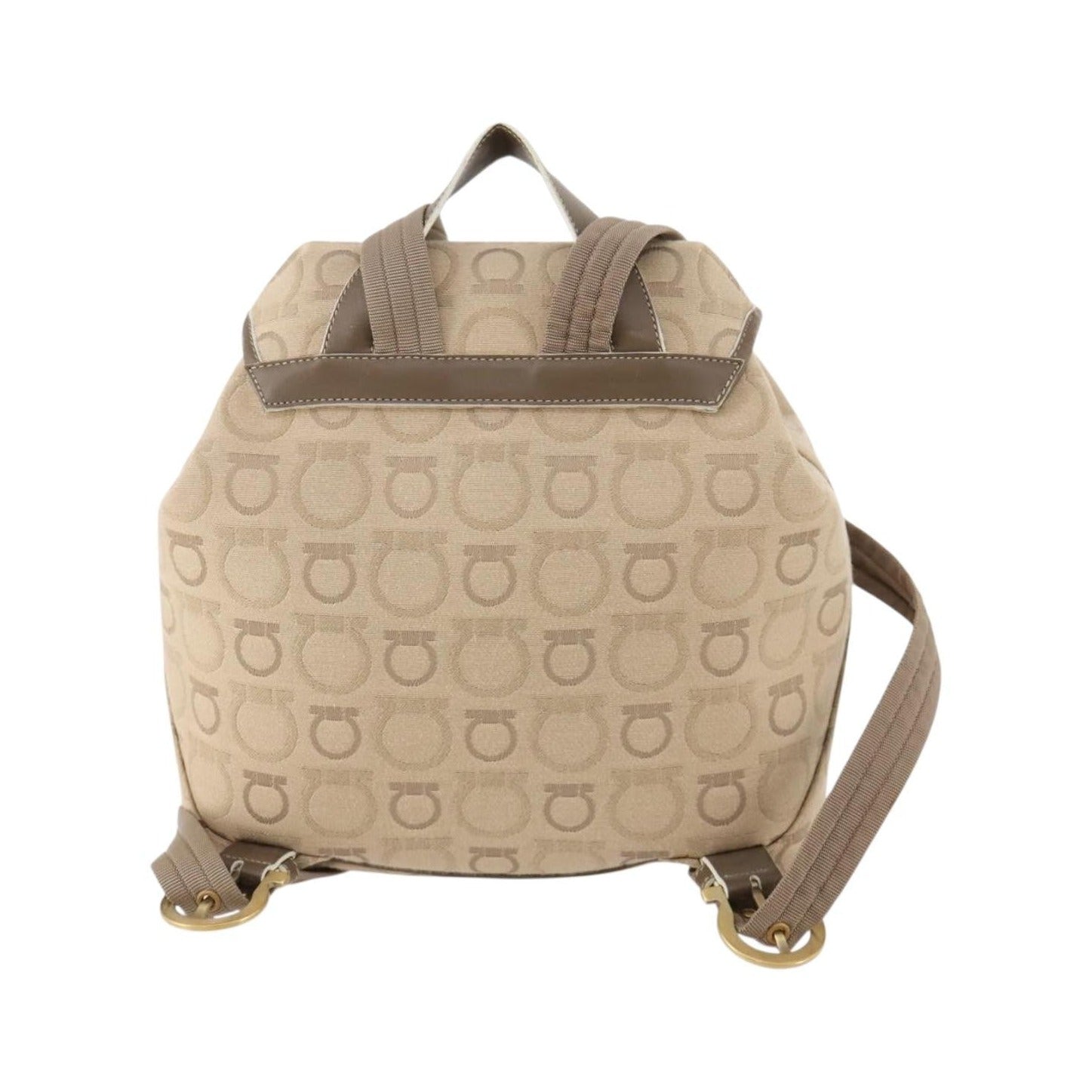 Salvatore Ferragamo Gancini Canvas, Beige, Canvas, Backpack