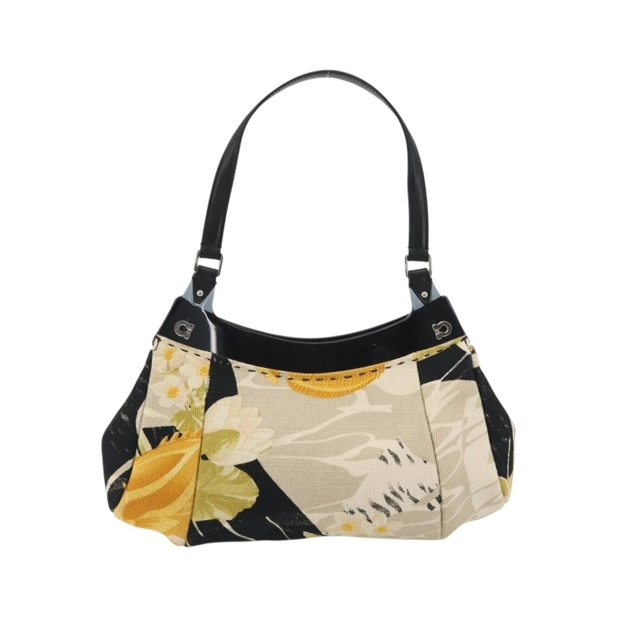 Salvatore Ferragamo Gancini Canvas, Beige, Canvas, Crossbody Bag