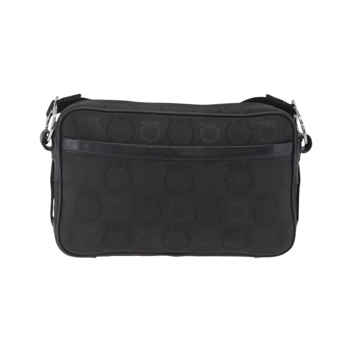 Salvatore Ferragamo Gancini Canvas, Black, Canvas, Crossbody Bag