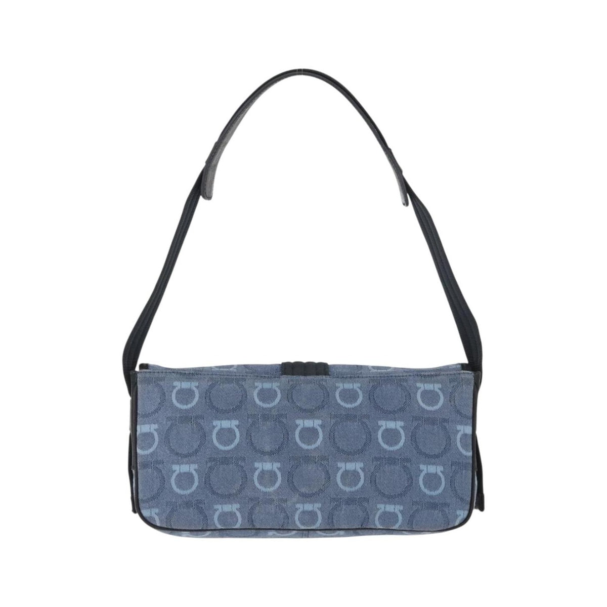 Salvatore Ferragamo Gancini Canvas, Navy, Canvas, Shoulder Bag