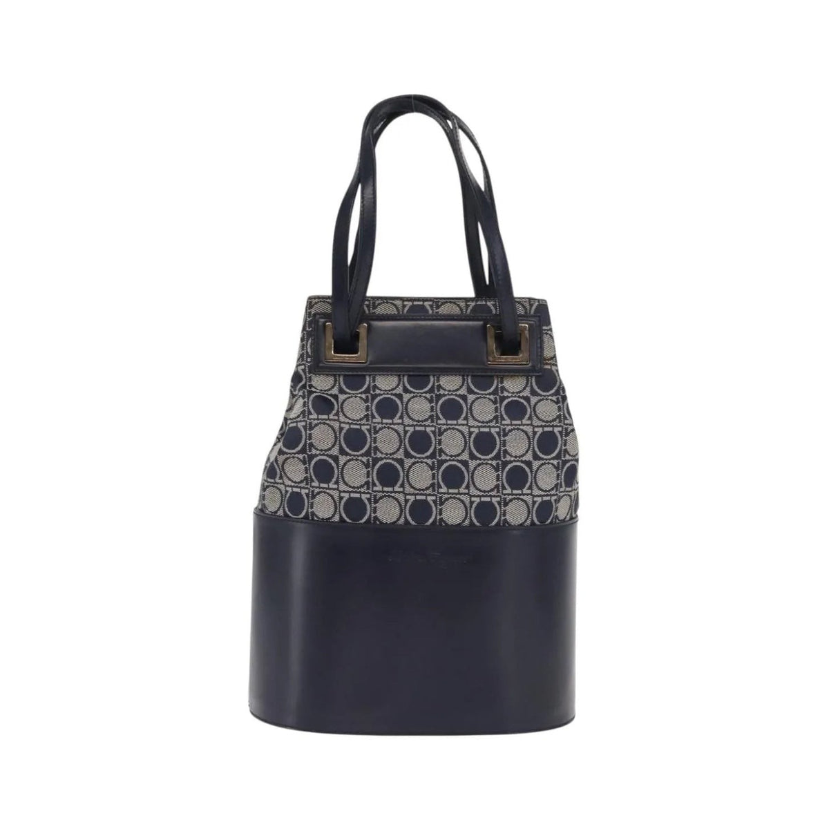 Salvatore Ferragamo Gancini Canvas and leather, Navy, Canvas, Shoulder Bag