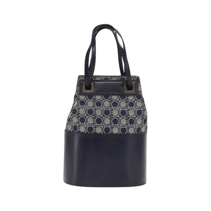 Salvatore Ferragamo Gancini Canvas and leather, Navy, Canvas, Shoulder Bag