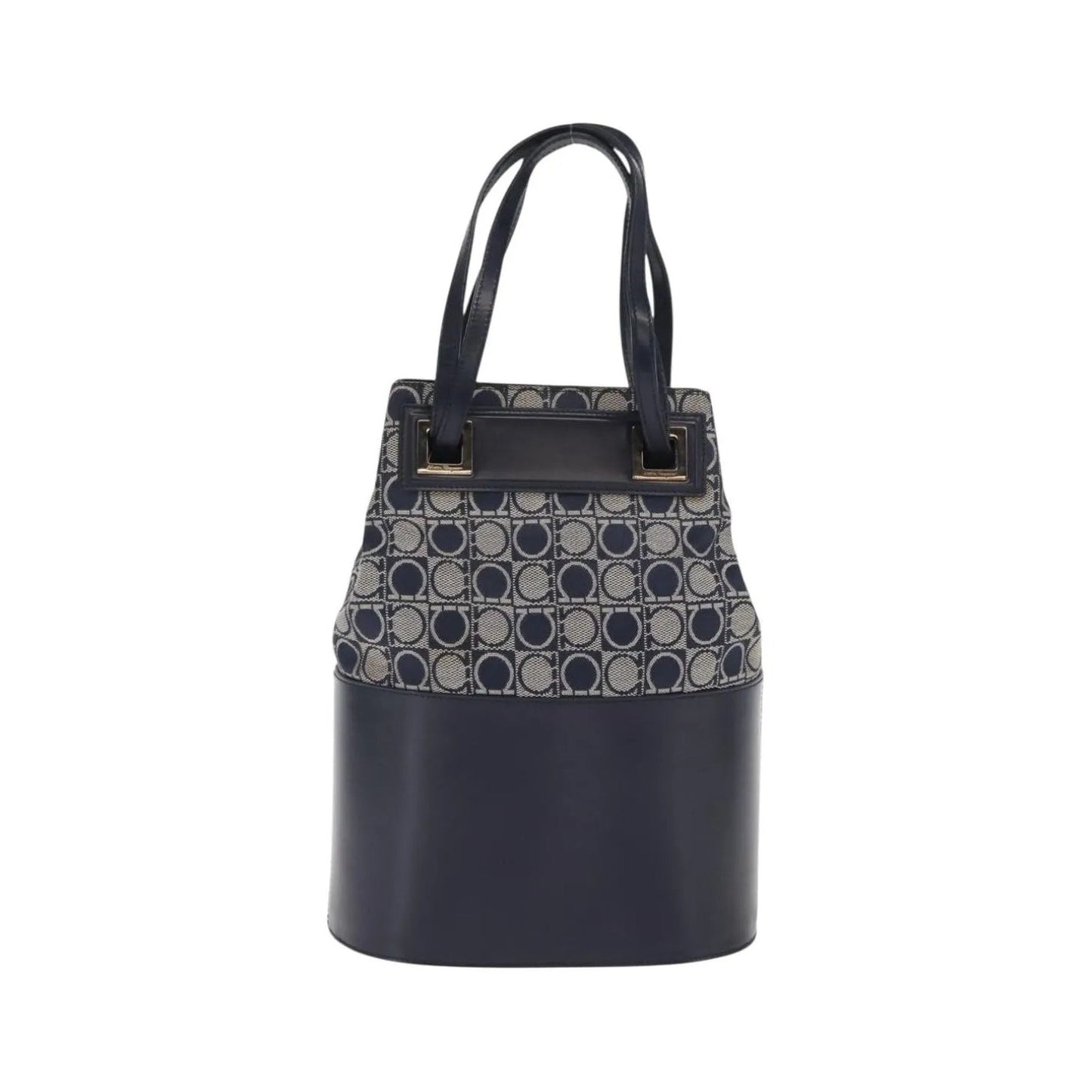 Salvatore Ferragamo Gancini Canvas and leather, Navy, Canvas, Shoulder Bag