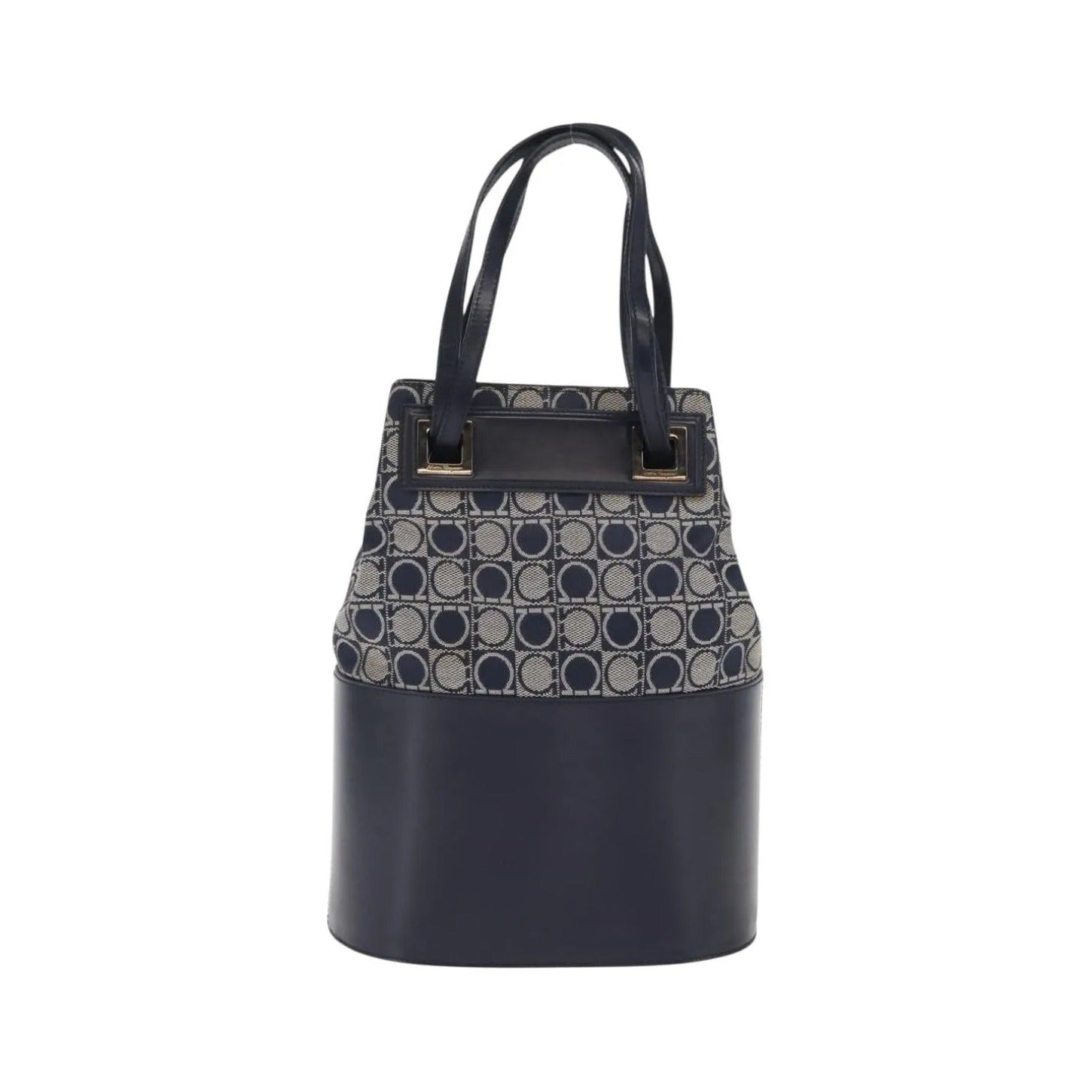 Salvatore Ferragamo Gancini Canvas and leather, Navy, Canvas, Shoulder Bag