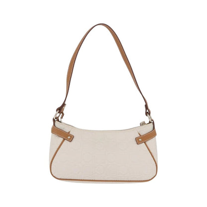 Salvatore Ferragamo Gancini Canvas and Leather, White, Canvas, Clutch