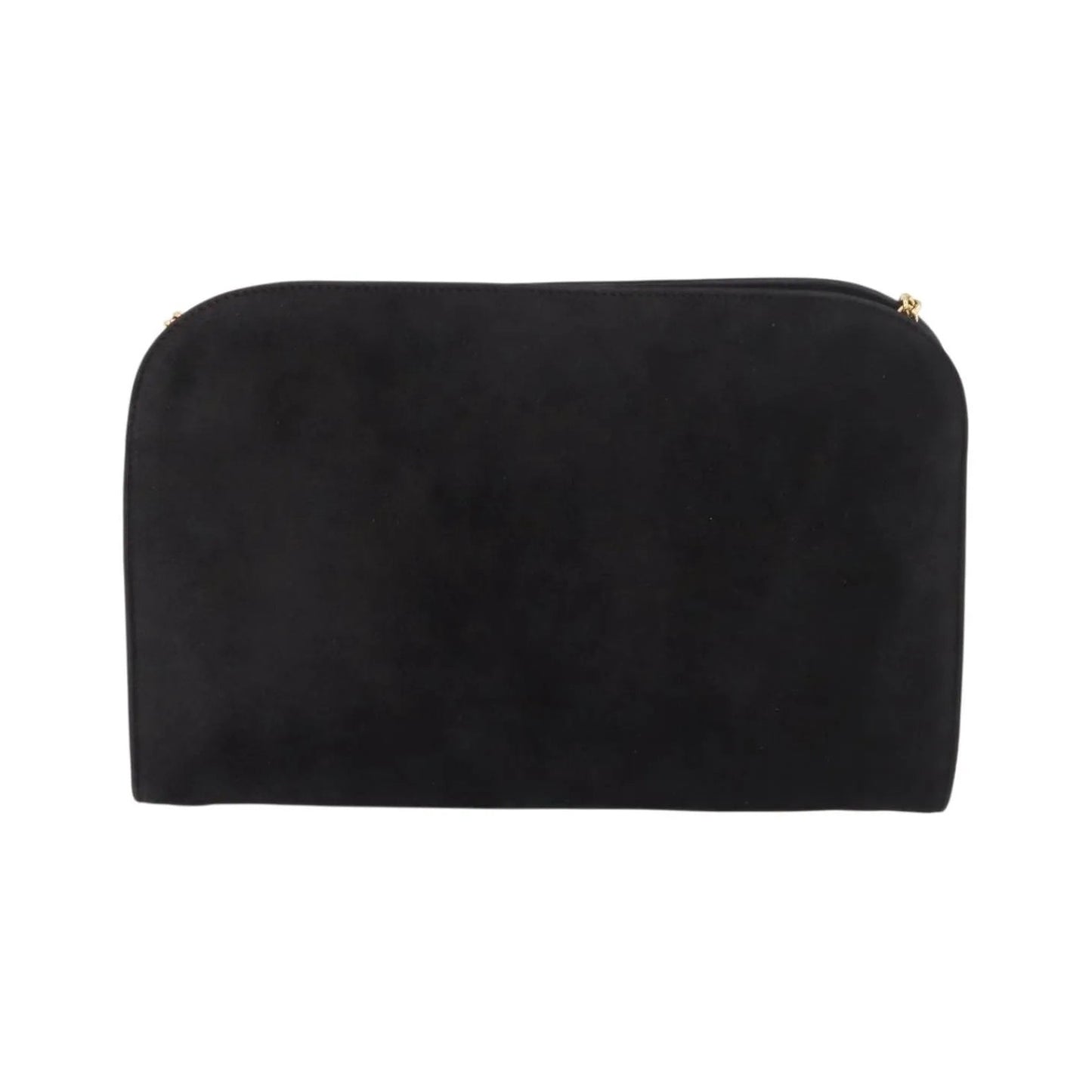 Salvatore Ferragamo Gancini Chain Suede, Black, Suede, Shoulder Bag