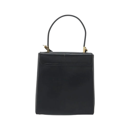 Salvatore Ferragamo Gancini Convertible Top Handle Leather, Black, Leather, Handbag