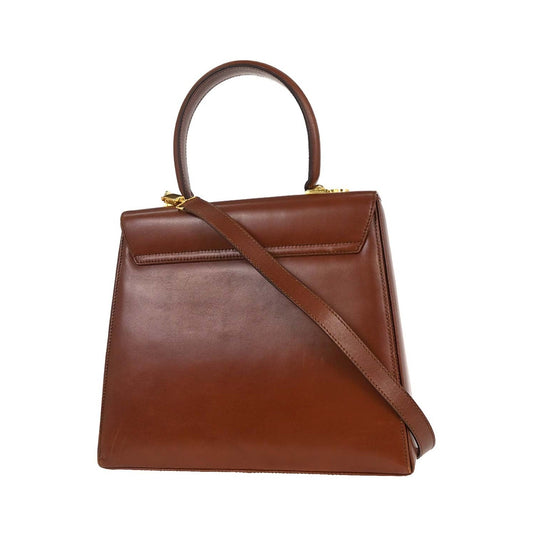 Salvatore Ferragamo Gancini Convertible Top Handle Leather, Brown, Leather, Handbag