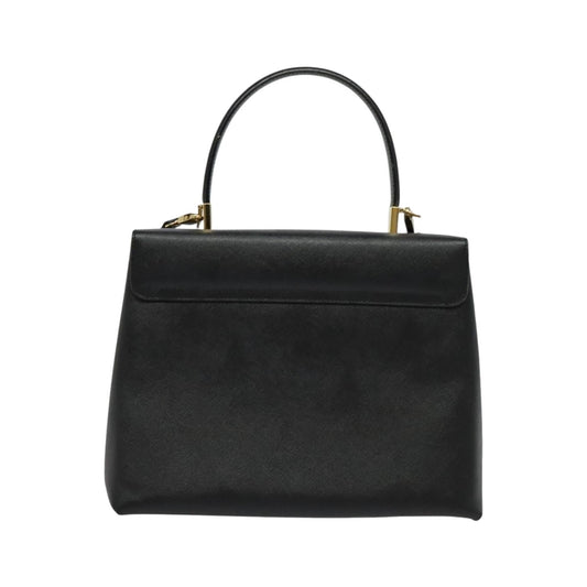 Salvatore Ferragamo Gancini Convertible Top Handle Leather, Black, Leather, Handbag
