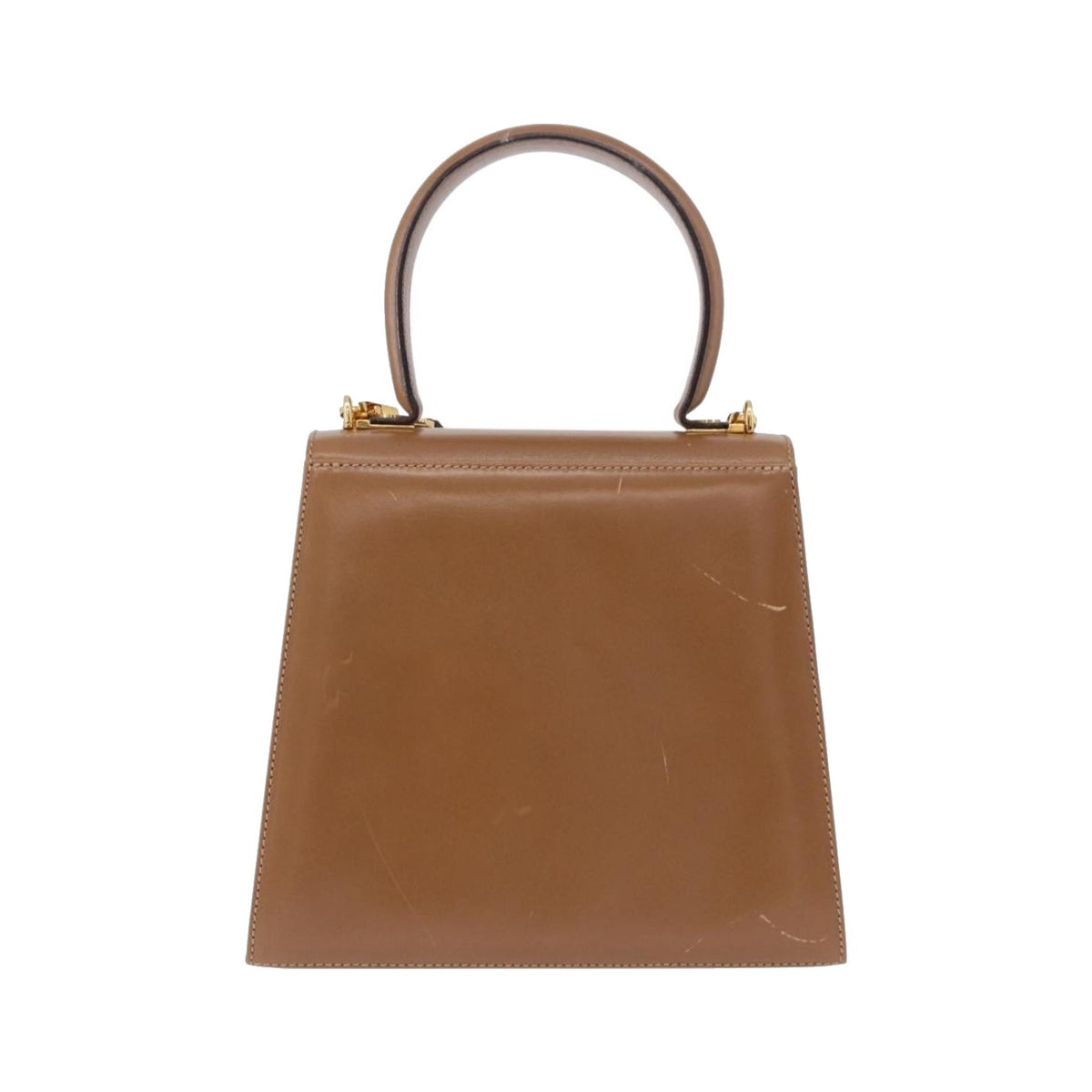 Salvatore Ferragamo Gancini Convertible Top Handle Leather, Brown, Leather, Handbag