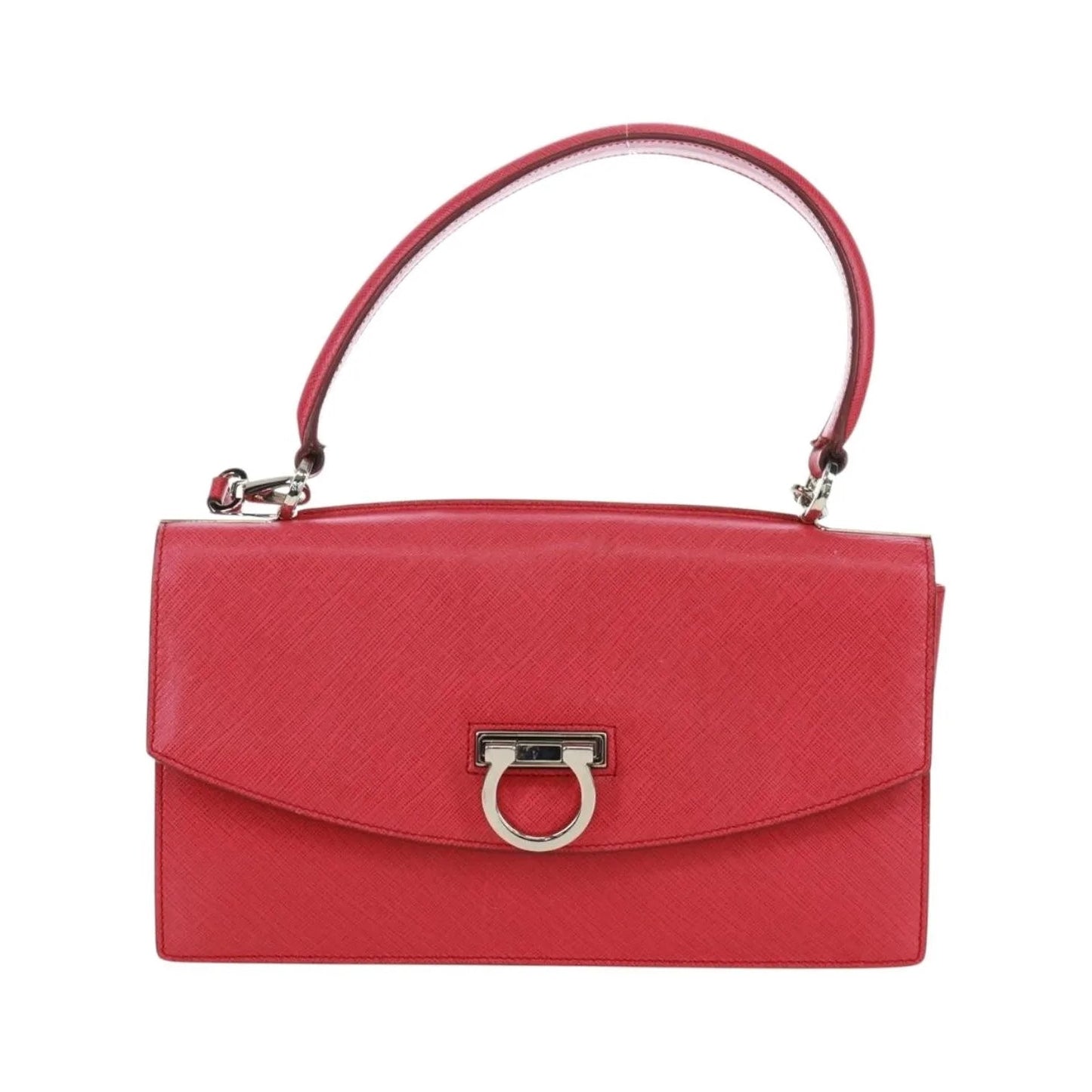 Salvatore Ferragamo Gancini Convertible Top Handle Saffiano Leather, Pink, Leather, Handbag