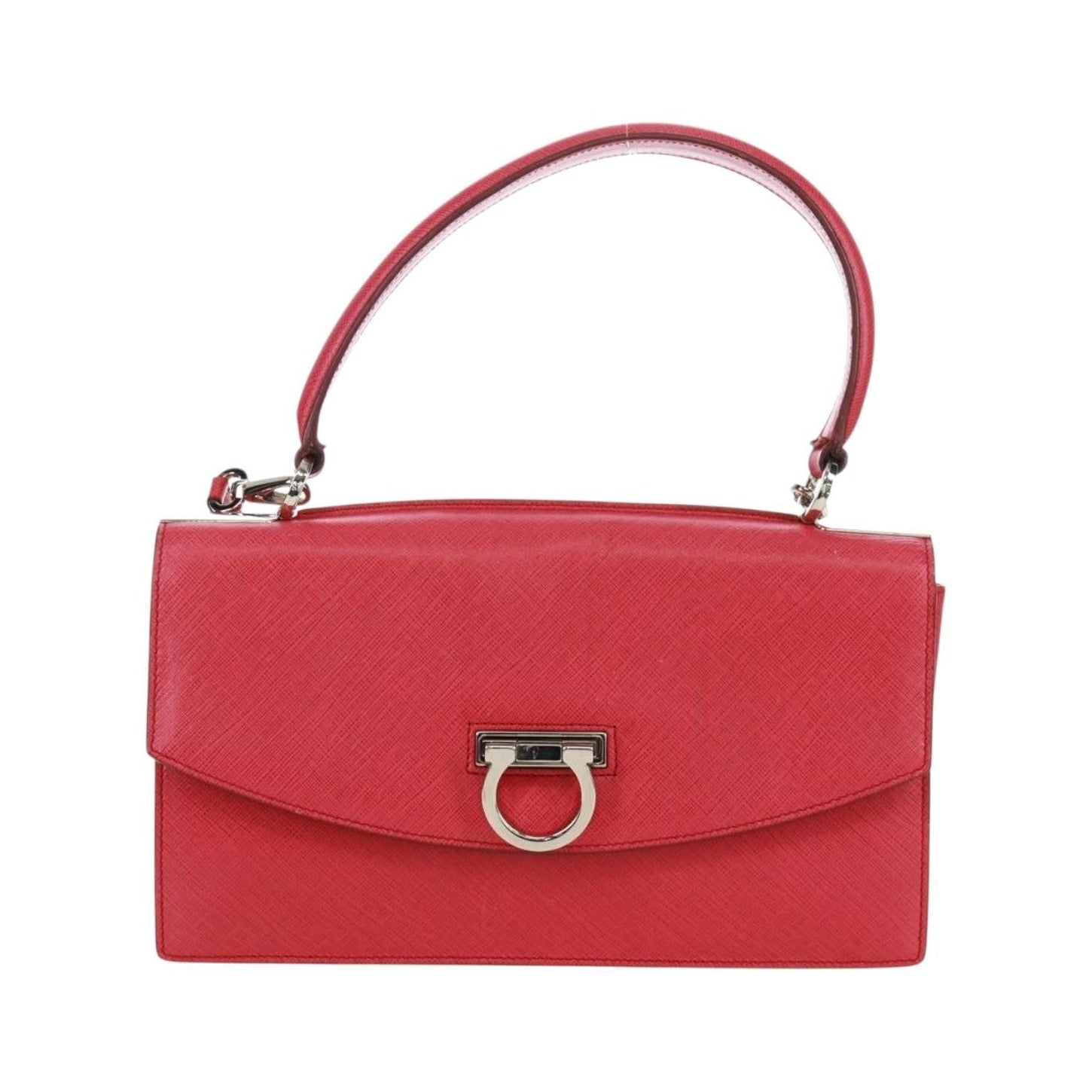 Salvatore Ferragamo Gancini Convertible Top Handle Saffiano Leather, Pink, Leather, Handbag