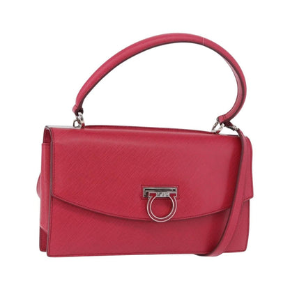 Salvatore Ferragamo Gancini Convertible Top Handle Saffiano Leather, Pink, Leather, Handbag