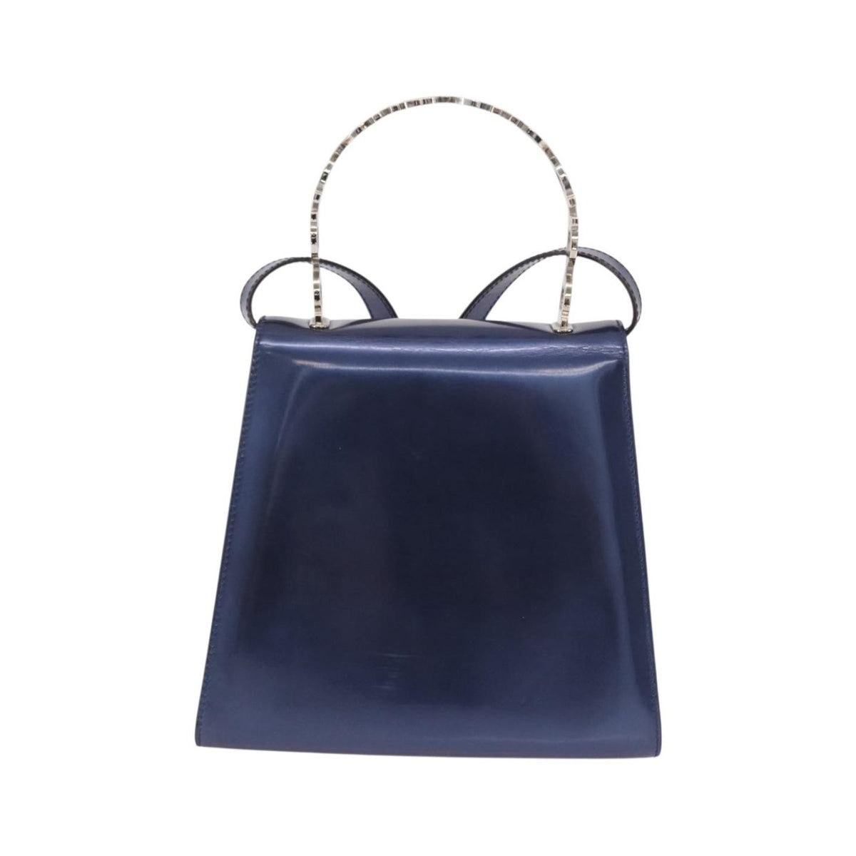 Salvatore Ferragamo Gancini Envelope Top Handle Leather, Navy, Patent Leather, Handbag