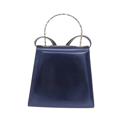 Salvatore Ferragamo Gancini Envelope Top Handle Leather, Navy, Patent Leather, Handbag