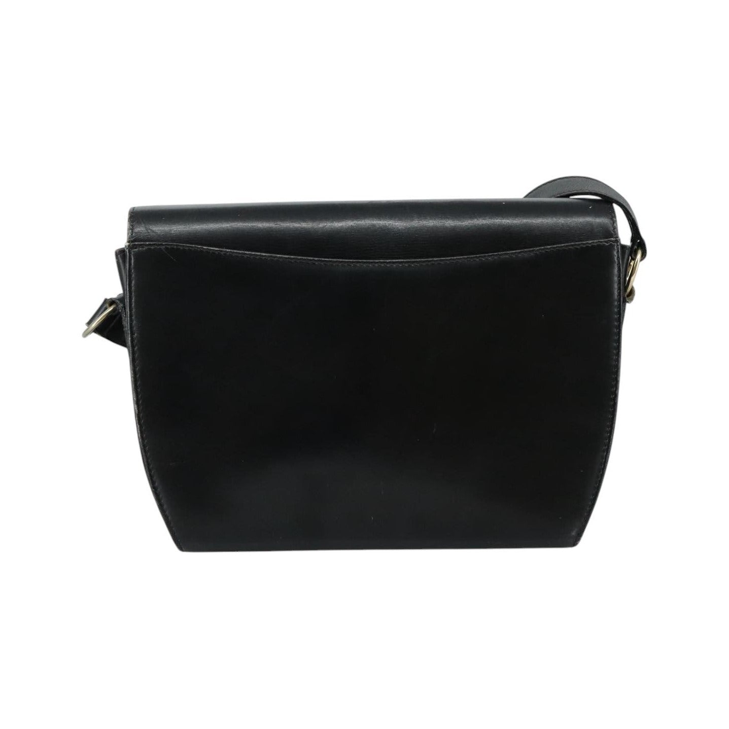 Salvatore Ferragamo Gancini Flap Leather, Black, Leather, Shoulder Bag