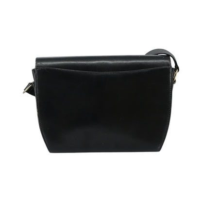 Salvatore Ferragamo Gancini Flap Leather, Black, Leather, Shoulder Bag