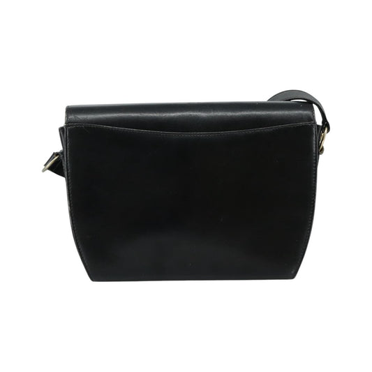 Salvatore Ferragamo Gancini Flap Leather, Black, Leather, Shoulder Bag