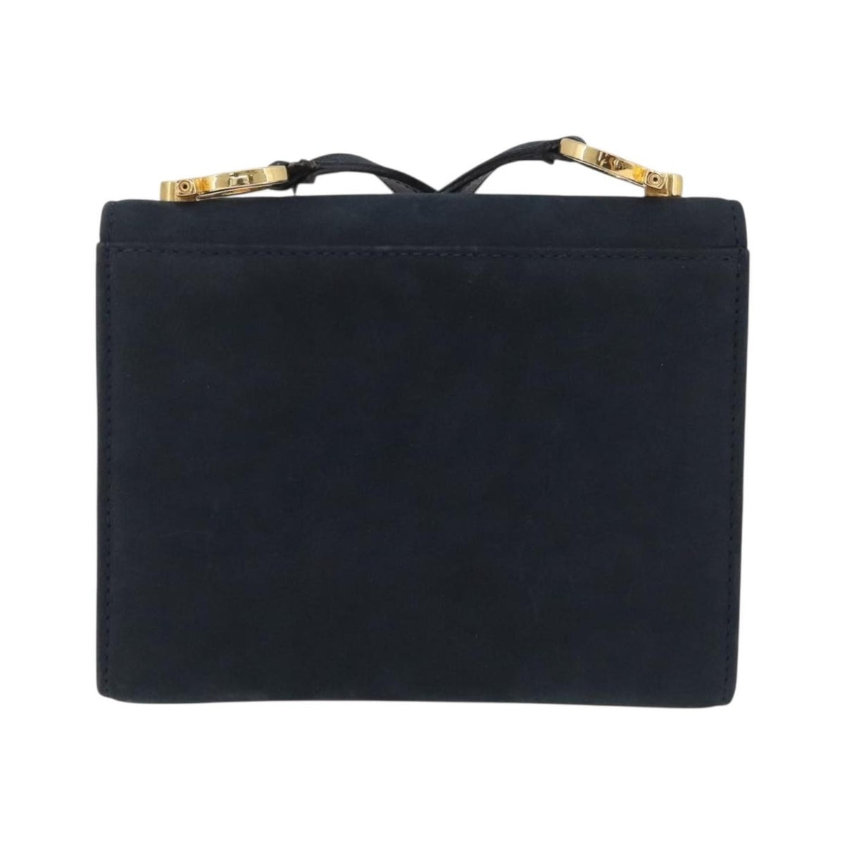 Salvatore Ferragamo Gancini Flap Suede, Navy, Suede, Shoulder Bag