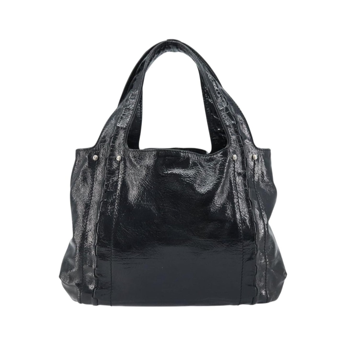 Salvatore Ferragamo Gancini Handle Tote Leather, Black, Leather, Handbag