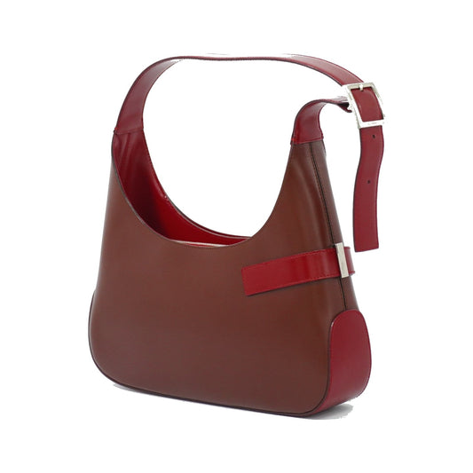 Salvatore Ferragamo Gancini Hobo Leather, Brown, Leather, Shoulder Bag
