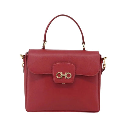 Salvatore Ferragamo Gancini Leather, Red, Leather, Handbag
